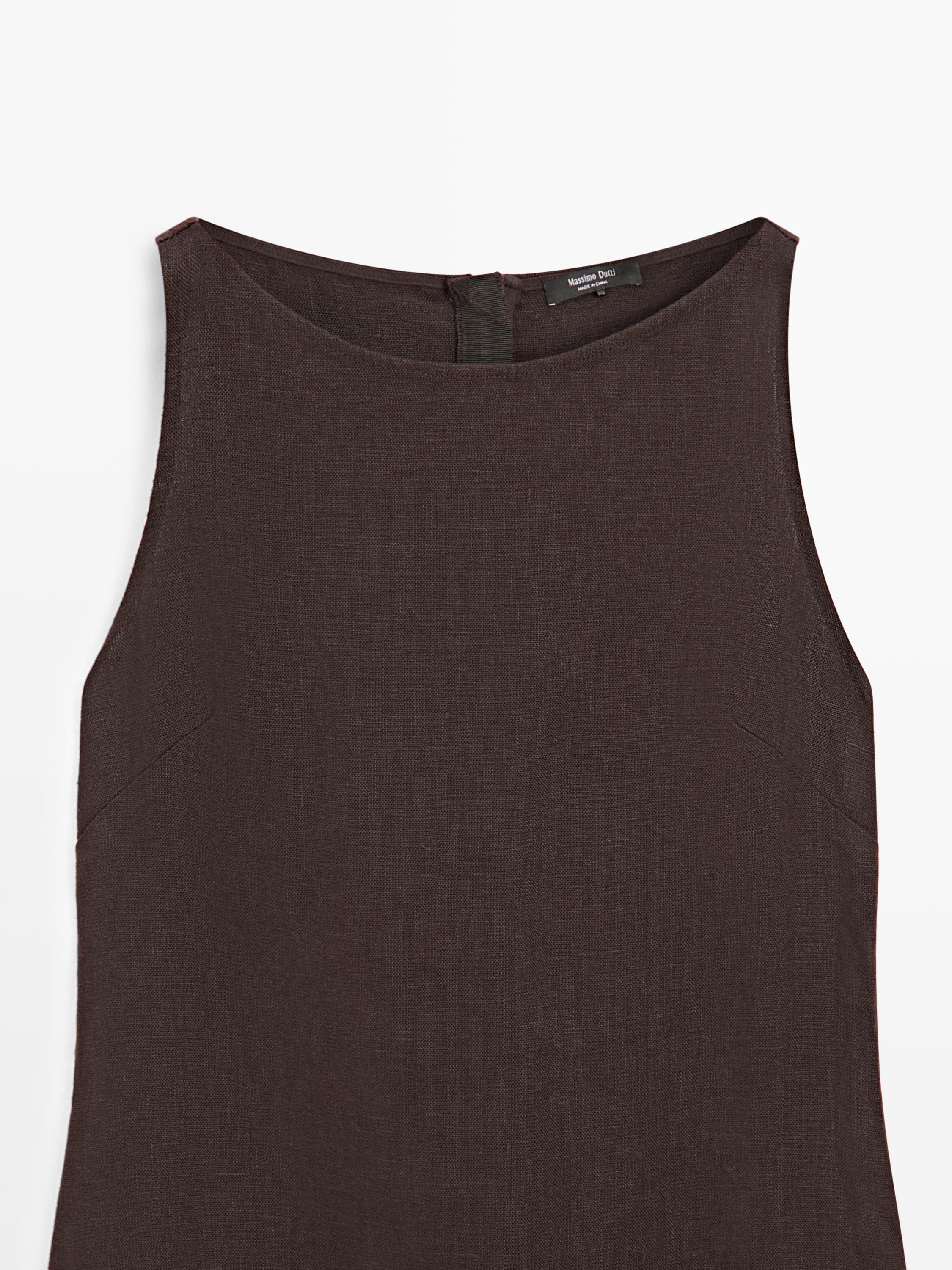Robe midi encolure américaine lin